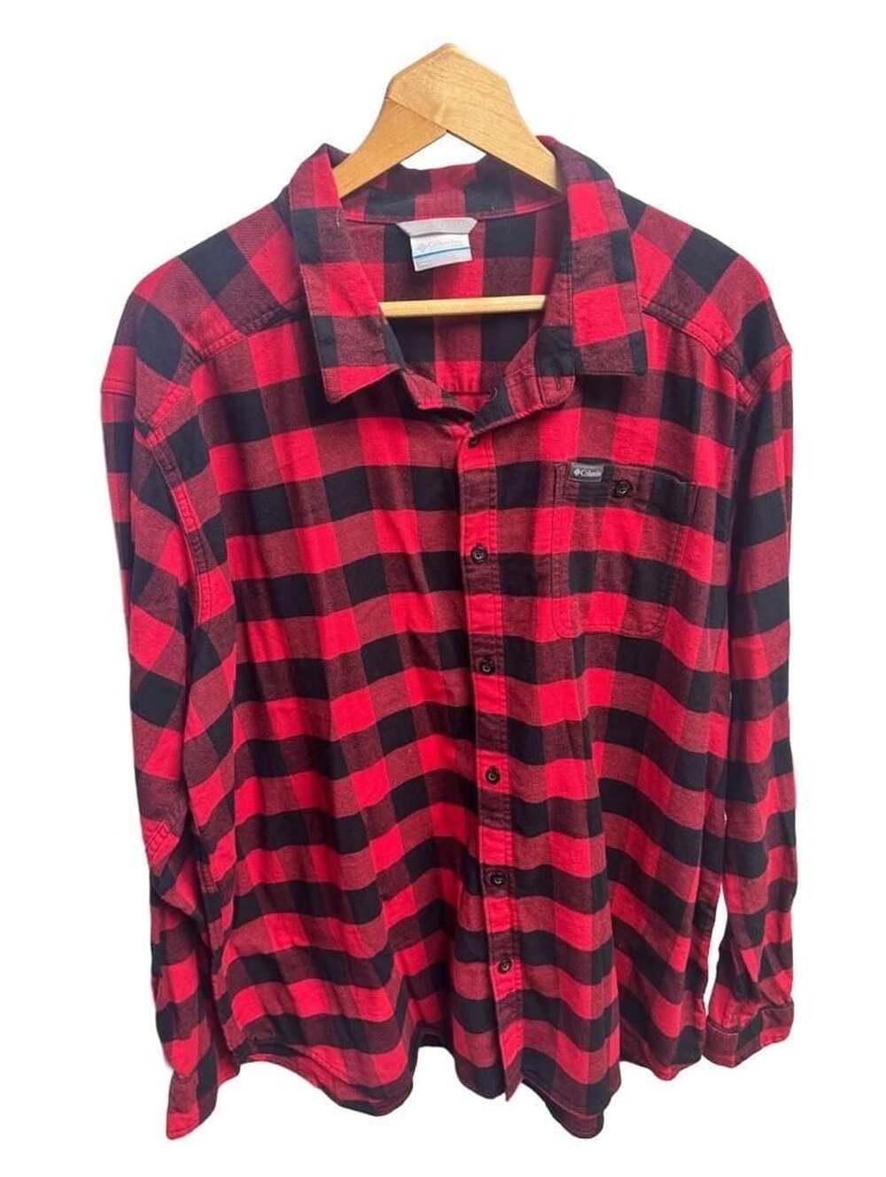 Columbia Flannel Long Sleeve Shirt XXL Red Black Buffalo Check